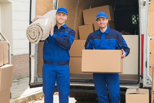 Moving team preparing furniture removals in Kentishtown