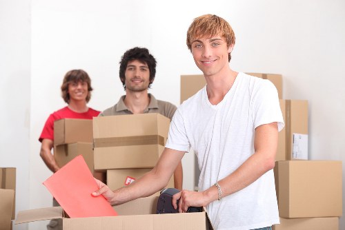 Packed student belongings ready for transport in Kentishtown